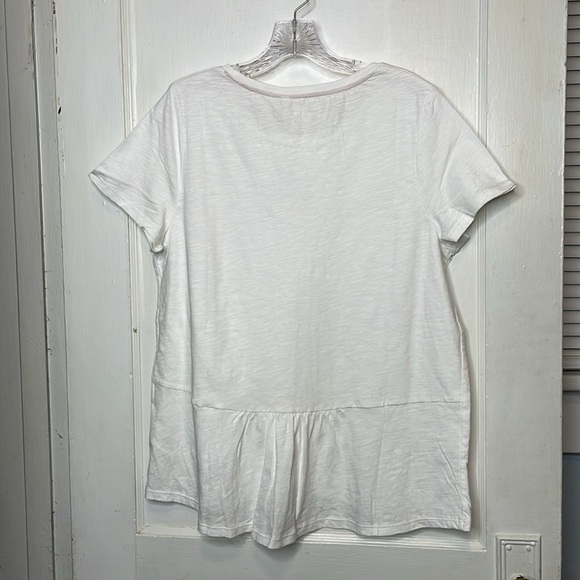 Boden Womens Large The Cotton Back Detail White Tee Shirt Slub Elevated Basic - Picture 5 of 9